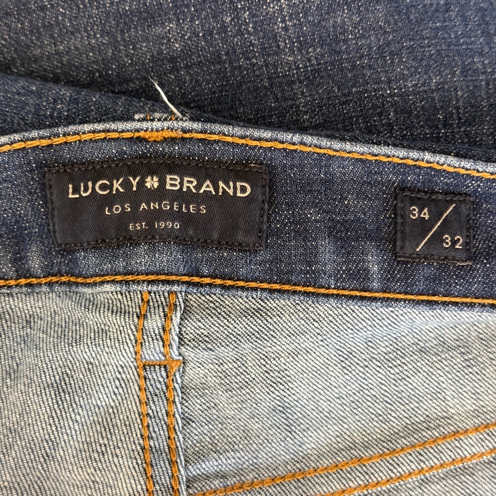 Lucky Brand 110 SLIM Blue Jeans Mens 34x32 Cotton STRETCH Dark Wash Denim - Picture 2 of 14